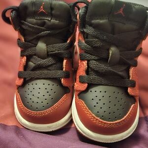 Jordan Kids Black and Red High-Top Sneakers